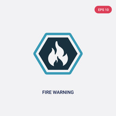 two color fire warning vector icon from signs concept. isolated blue fire warning vector sign symbol can be use for web, mobile and logo. eps 10