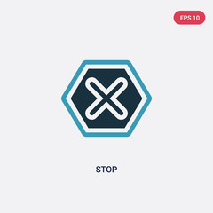 two color stop vector icon from signs concept. isolated blue stop vector sign symbol can be use for web, mobile and logo. eps 10