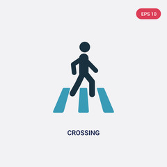 two color crossing vector icon from signs concept. isolated blue crossing vector sign symbol can be use for web, mobile and logo. eps 10