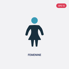 two color femenine vector icon from signs concept. isolated blue femenine vector sign symbol can be use for web, mobile and logo. eps 10