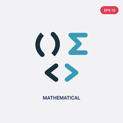 two color mathematical vector icon from signs concept. isolated blue mathematical vector sign symbol can be use for web, mobile and logo. eps 10
