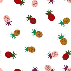 Vector seamless pattern with pineapples. Tropical Summer fruit 
