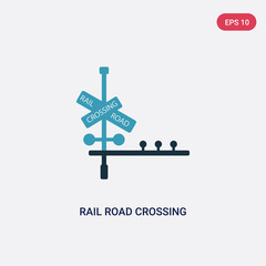 Obraz premium two color rail road crossing cross vector icon from signs concept. isolated blue rail road crossing cross vector sign symbol can be use for web, mobile and logo. eps 10