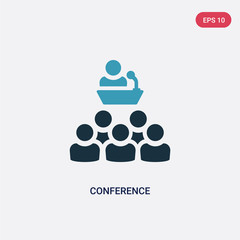 two color conference vector icon from social media marketing concept. isolated blue conference vector sign symbol can be use for web, mobile and logo. eps 10