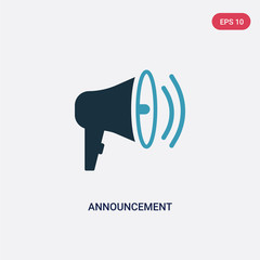 two color announcement vector icon from social media marketing concept. isolated blue announcement vector sign symbol can be use for web, mobile and logo. eps 10