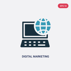 two color digital marketing vector icon from social media marketing concept. isolated blue digital marketing vector sign symbol can be use for web, mobile and logo. eps 10