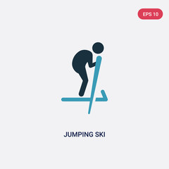 two color jumping ski vector icon from sports concept. isolated blue jumping ski vector sign symbol can be use for web, mobile and logo. eps 10