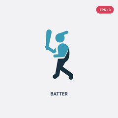 two color batter vector icon from sports concept. isolated blue batter vector sign symbol can be use for web, mobile and logo. eps 10