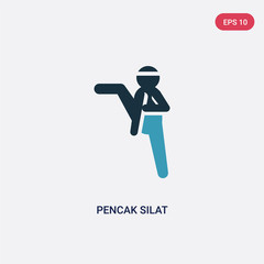 two color pencak silat vector icon from sports concept. isolated blue pencak silat vector sign symbol can be use for web, mobile and logo. eps 10