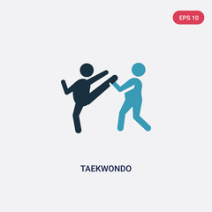 two color taekwondo vector icon from sports concept. isolated blue taekwondo vector sign symbol can be use for web, mobile and logo. eps 10