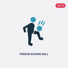 two color person kicking ball with the knee vector icon from sports concept. isolated blue person kicking ball with the knee vector sign symbol can be use for web, mobile and logo. eps 10