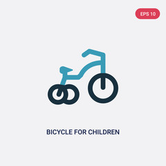 two color bicycle for children vector icon from sports concept. isolated blue bicycle for children vector sign symbol can be use for web, mobile and logo. eps 10