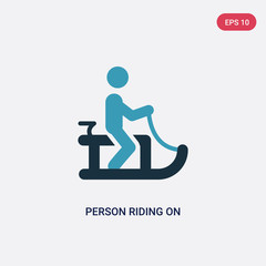 two color person riding on sleigh vector icon from sports concept. isolated blue person riding on sleigh vector sign symbol can be use for web, mobile and logo. eps 10