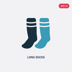two color long socks vector icon from sports concept. isolated blue long socks vector sign symbol can be use for web, mobile and logo. eps 10