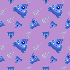 Cute Monsters Seamless Pattern Background