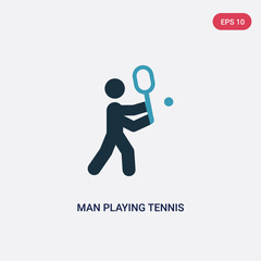 two color man playing tennis vector icon from sports concept. isolated blue man playing tennis vector sign symbol can be use for web, mobile and logo. eps 10