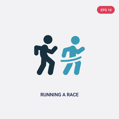 Fototapeta na wymiar two color running a race vector icon from sports concept. isolated blue running a race vector sign symbol can be use for web, mobile and logo. eps 10