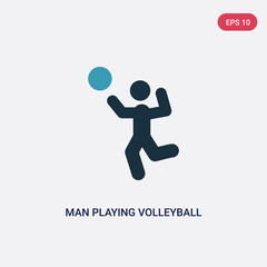 Fototapeta na wymiar two color man playing volleyball vector icon from sports concept. isolated blue man playing volleyball vector sign symbol can be use for web, mobile and logo. eps 10