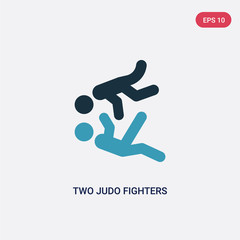 two color two judo fighters vector icon from sports concept. isolated blue two judo fighters vector sign symbol can be use for web, mobile and logo. eps 10