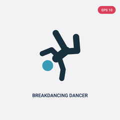 two color breakdancing dancer vector icon from sports concept. isolated blue breakdancing dancer vector sign symbol can be use for web, mobile and logo. eps 10