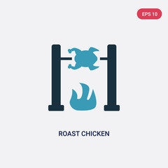 two color roast chicken vector icon from stone age concept. isolated blue roast chicken vector sign symbol can be use for web, mobile and logo. eps 10