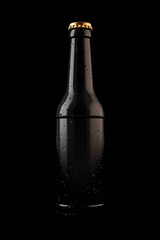 Black 3D bottle in the darkness.