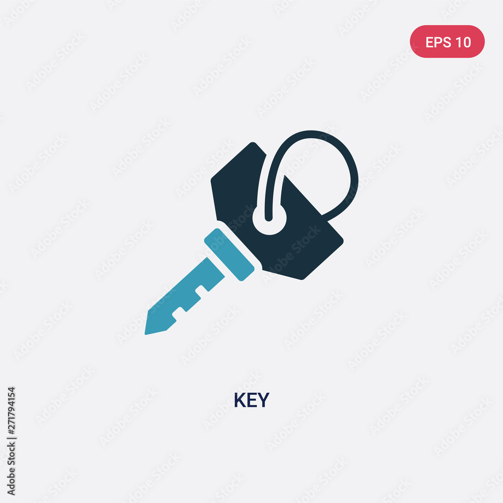 Poster two color key vector icon from strategy concept. isolated blue key vector sign symbol can be use for