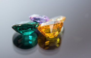 Natural Sapphire gemstone, Jewel or gems on black shine color, Collection of many different natural gemstones amethyst,