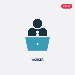 two color worker vector icon from strategy concept. isolated blue worker vector sign symbol can be use for web, mobile and logo. eps 10