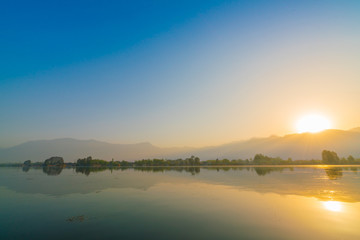 Sunrise on Dal lake, Kashmir India .