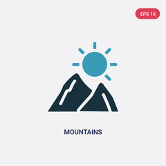 two color mountains vector icon from summer concept. isolated blue mountains vector sign symbol can be use for web, mobile and logo. eps 10