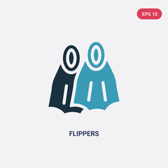 two color flippers vector icon from summer concept. isolated blue flippers vector sign symbol can be use for web, mobile and logo. eps 10