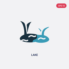 two color lake vector icon from summer concept. isolated blue lake vector sign symbol can be use for web, mobile and logo. eps 10