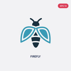 two color firefly vector icon from summer concept. isolated blue firefly vector sign symbol can be use for web, mobile and logo. eps 10