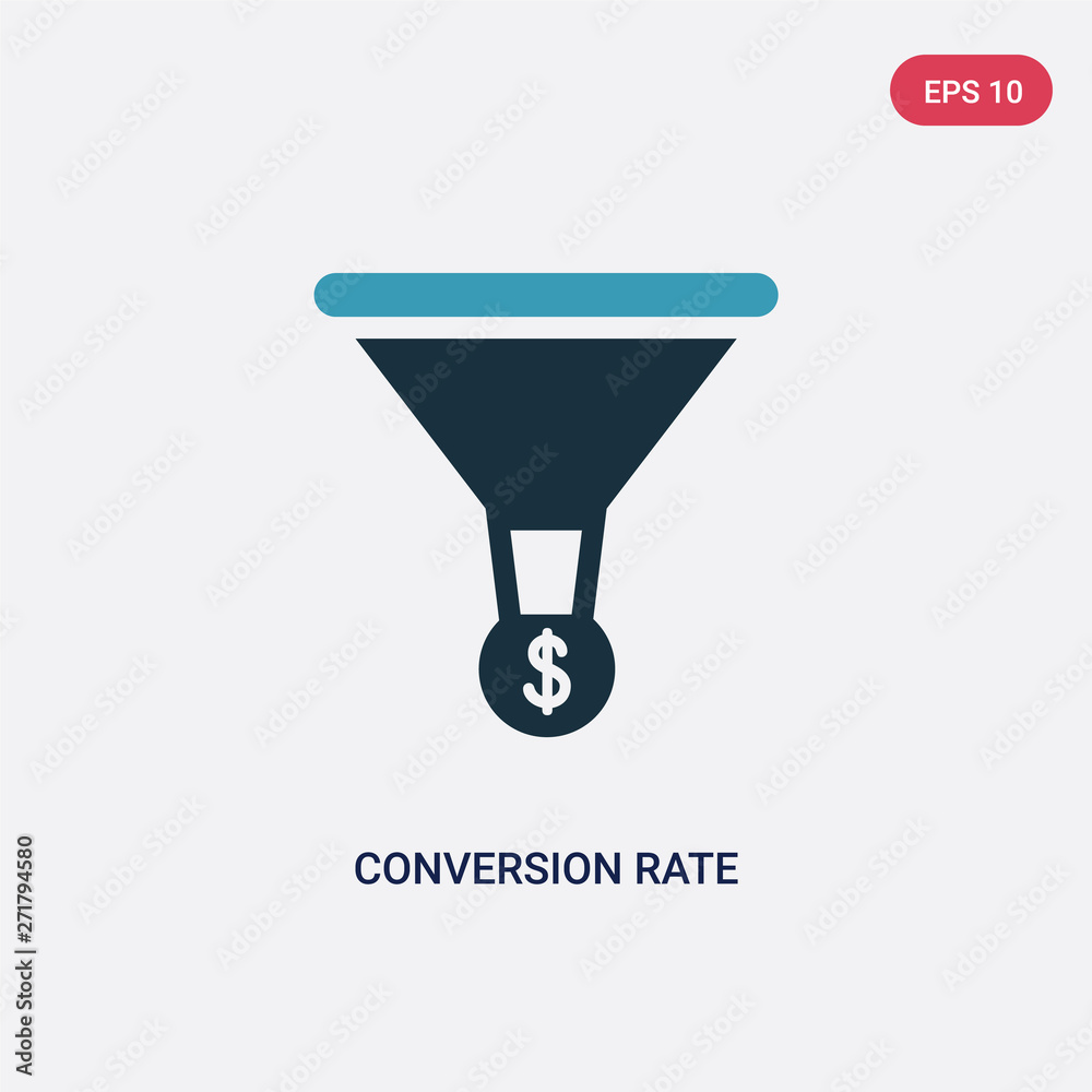 Poster two color conversion rate optimization vector icon from technology concept. isolated blue conversion