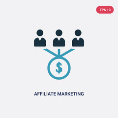 two color affiliate marketing vector icon from technology concept. isolated blue affiliate marketing vector sign symbol can be use for web, mobile and logo. eps 10