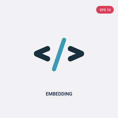 two color embedding vector icon from technology concept. isolated blue embedding vector sign symbol can be use for web, mobile and logo. eps 10