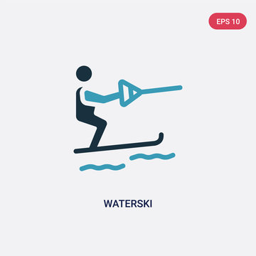 two color waterski vector icon from summer concept. isolated blue waterski vector sign symbol can be use for web, mobile and logo. eps 10