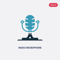 two color radio microphone vector icon from technology concept. isolated blue radio microphone vector sign symbol can be use for web, mobile and logo. eps 10