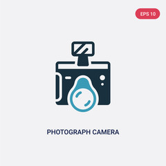 two color photograph camera vector icon from technology concept. isolated blue photograph camera vector sign symbol can be use for web, mobile and logo. eps 10