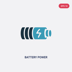 two color battery power vector icon from technology concept. isolated blue battery power vector sign symbol can be use for web, mobile and logo. eps 10
