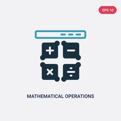 two color mathematical operations vector icon from technology concept. isolated blue mathematical operations vector sign symbol can be use for web, mobile and logo. eps 10
