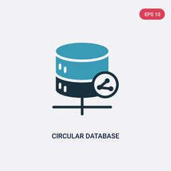 two color circular database vector icon from technology concept. isolated blue circular database vector sign symbol can be use for web, mobile and logo. eps 10