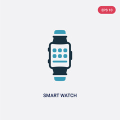 two color smart watch vector icon from technology concept. isolated blue smart watch vector sign symbol can be use for web, mobile and logo. eps 10