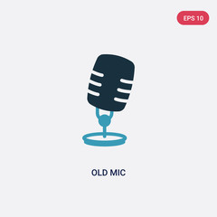 two color old mic vector icon from technology concept. isolated blue old mic vector sign symbol can be use for web, mobile and logo. eps 10