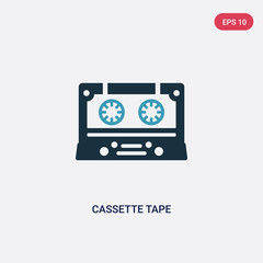 two color cassette tape vector icon from technology concept. isolated blue cassette tape vector sign symbol can be use for web, mobile and logo. eps 10