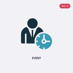 two color event vector icon from time management concept. isolated blue event vector sign symbol can be use for web, mobile and logo. eps 10