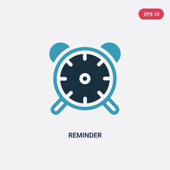 two color reminder vector icon from time management concept. isolated blue reminder vector sign symbol can be use for web, mobile and logo. eps 10