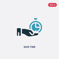 two color save time vector icon from time management concept. isolated blue save time vector sign symbol can be use for web, mobile and logo. eps 10