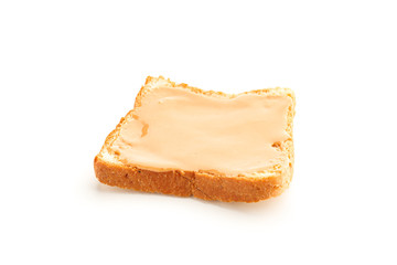 Peanut butter sandwich isolated on white background. A traditional product of American cuisine